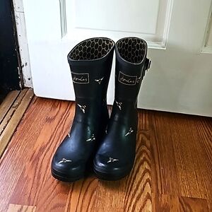 Joules Molly Welly Rain Boots Multi Bee Size 9